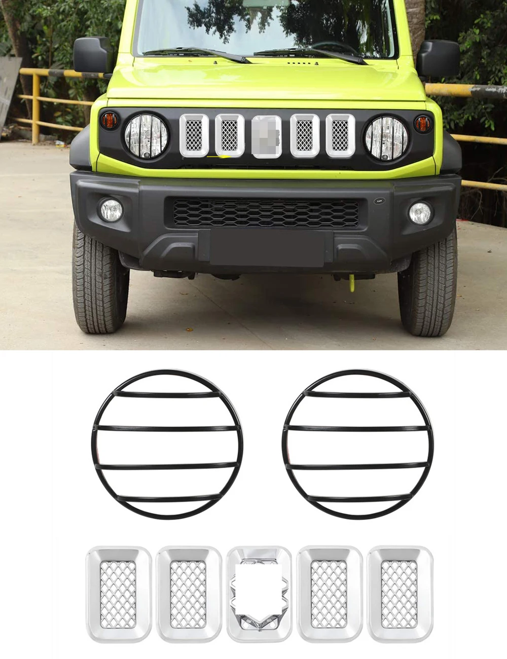 

Jimny ABS крышка передней решетки автомобиля, декоративная крышка фары 7 шт. для 2019-2020 Suzuki Jimny JB64/JB74
