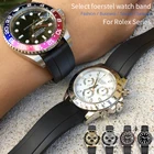 Ремешок силиконовый для часов 20 мм, резиновый браслет высокого качества для ролевых часов Daytona, яхта, Master, Submariner Oysterflex