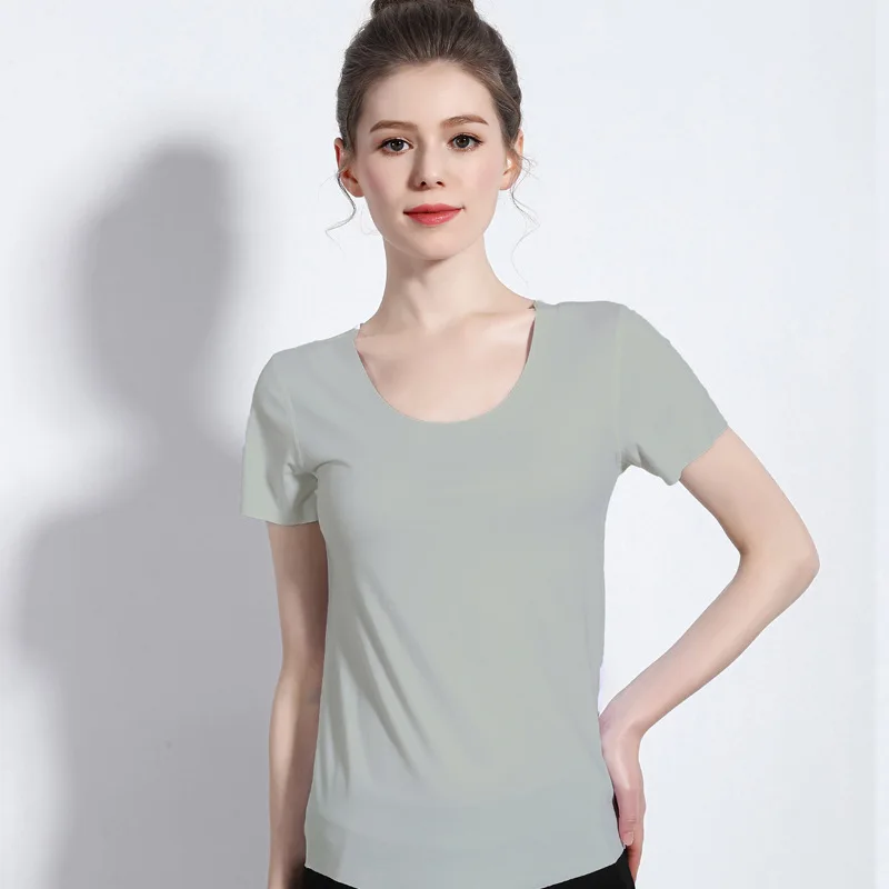 2019 корейская версия летняя футболка для женщин RibbedNo trace Slim с коротким рукавом