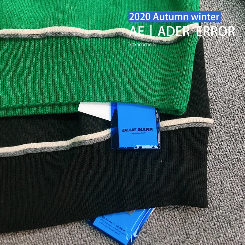 

Black Green Adererror Sweater Men Women 1:1 Top Quality Letter loose knit sweater stitching Ader Error Hoodie