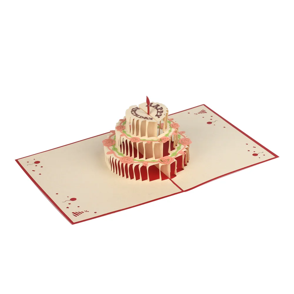 

10pcs A Set Sweetmade 3D fashionable greeting card happy birthday greeting card birthday cake design greeting card