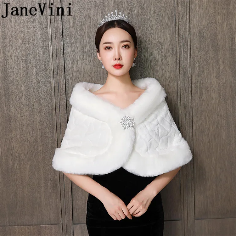 Недорогой меховой болеро с бисером цвета слоновой кости jaevini свадебная накидка