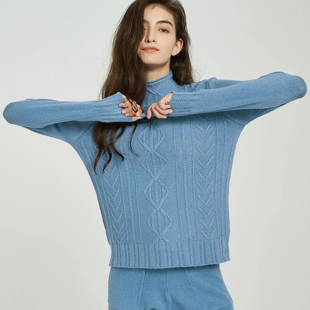 Wixra женский свитер костюмы и комплект Повседневный с высоким воротом штаны 2