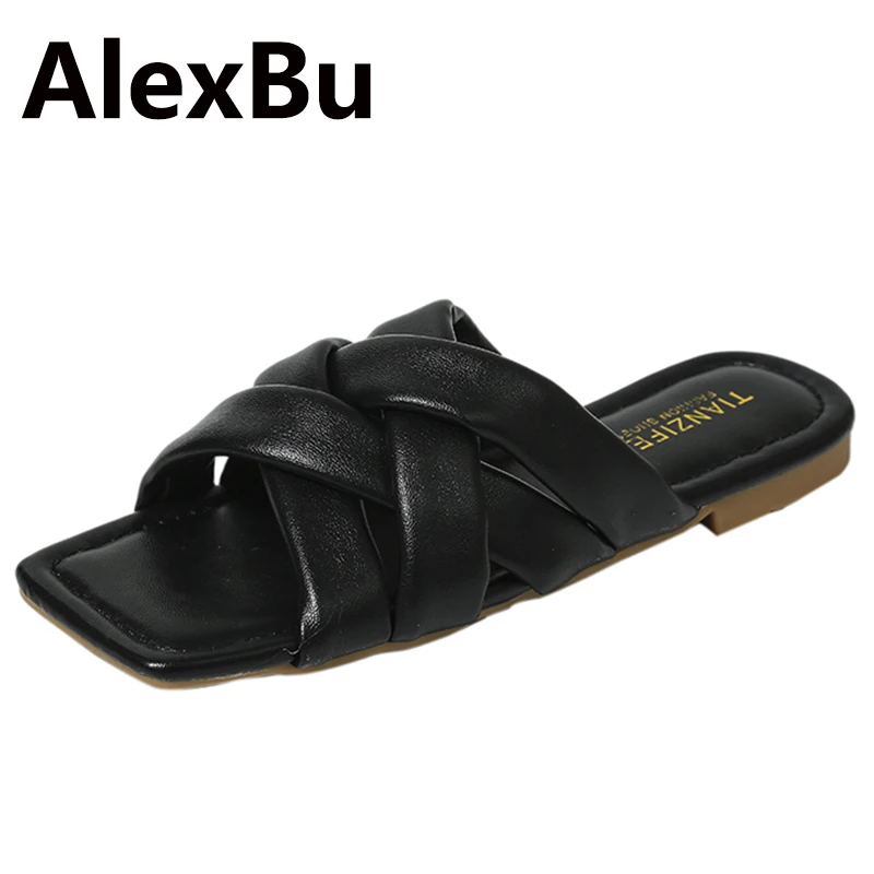 

Роскошные женские шлепанцы hausпот, летняя модная дизайнерская удобная Пляжная обувь на плоской подошве с открытым носком, женские сандалии, ...