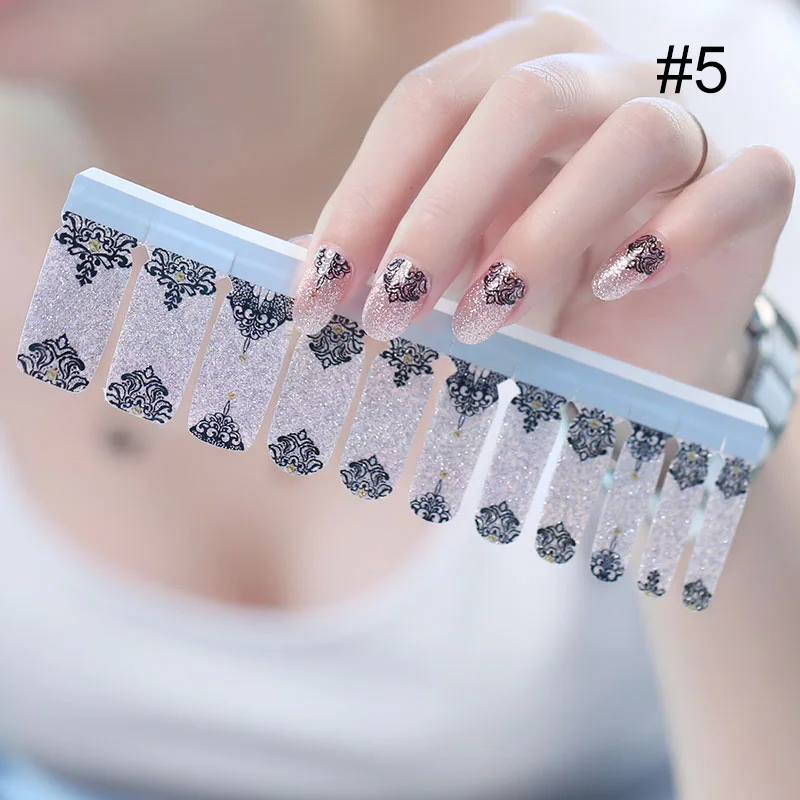 Съемный полный Чехол накладные ногти с клеем самоклеющаяся переводная наклейка