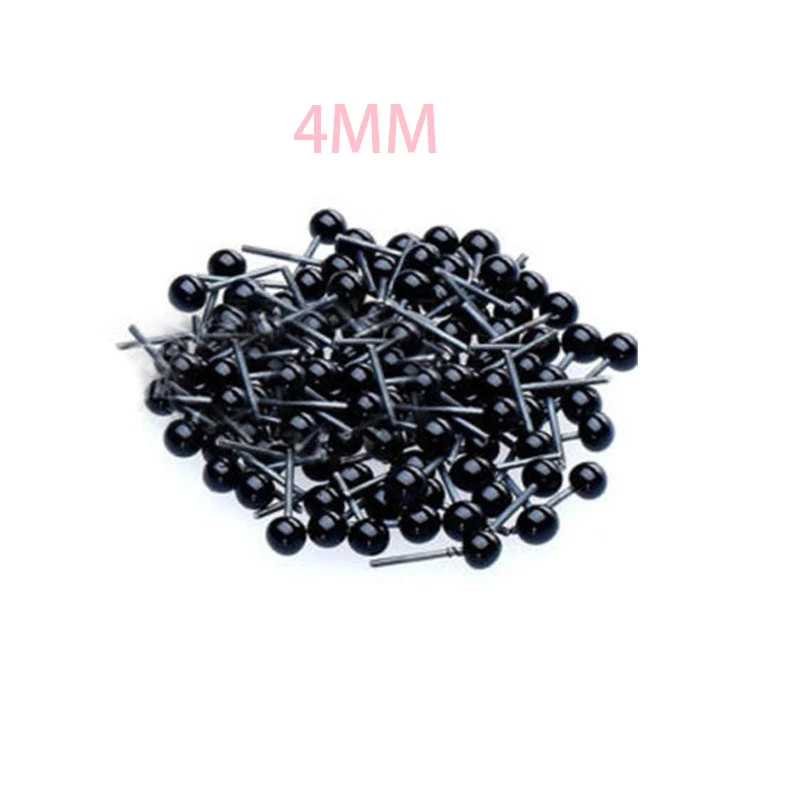 4MM JIMITU 100 шт./компл. черный 2 мм/3 мм/4 мм Стекло глаза иглы для валяния Плюшевые мишки, куклы поделки в виде животных для мягкого плюша; аксессуары для куклы - Цвет: 4MM