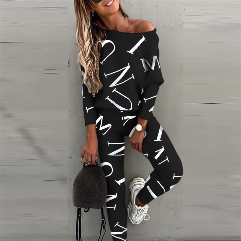 

A 2-piece set, including long sleeved tops and trousers, lettered sports jacket for spring and autumn 2021