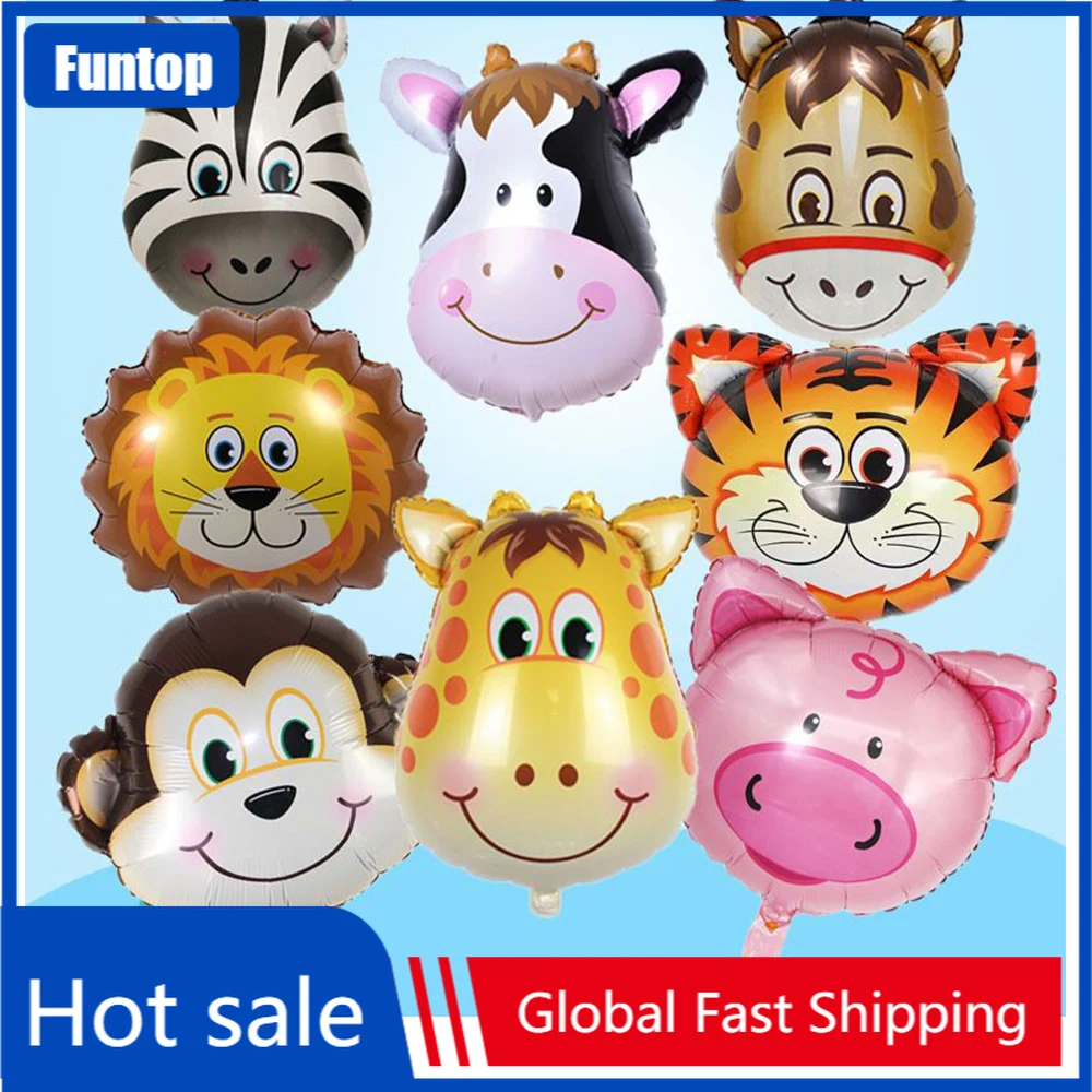 

1Pcs Tiger Zebra Cow Animal Head Latex Helium Balloon Birthday Party Decoration Kids Forest Theme Party Decoration Ball Happy
