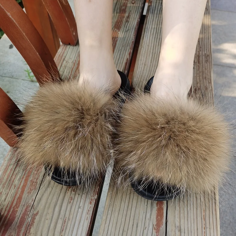 

Colorful Real Fur Flip Flops Women Fox Fur Slides Big Fluffy Fur Slippers Women Slippers Drop Shipping Fur Women Amazing Shoes