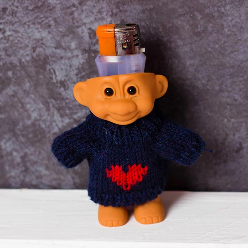 

New Cute Retro Sweater Troll Doll Lighter Cover 90s Style Rubber Lighter Cover Interesting Decorative Gift