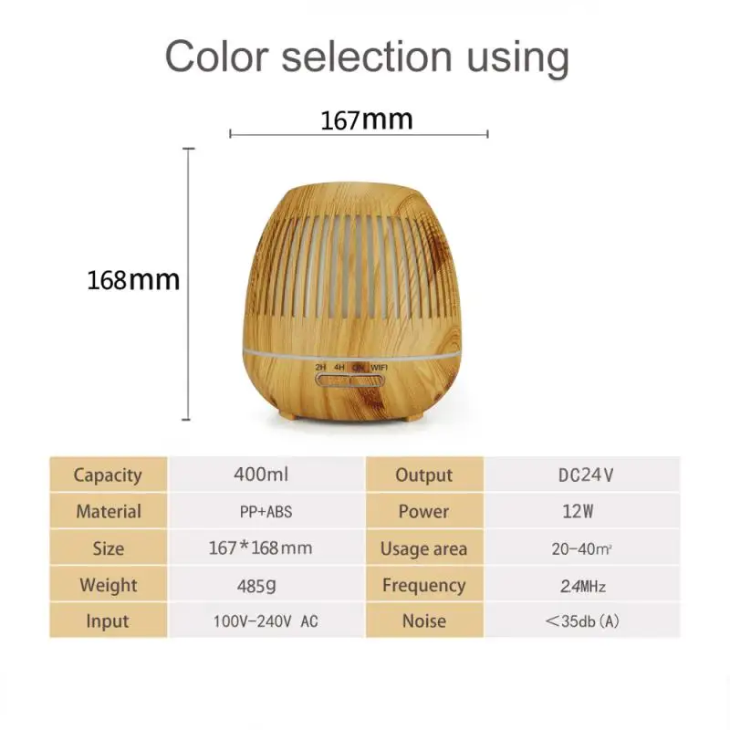 

400ml Ultrasonic Mist Maker Tuya APP Control Humidifier Aroma Essential Oil Diffuser Air Humidifier 7 Color Night Light