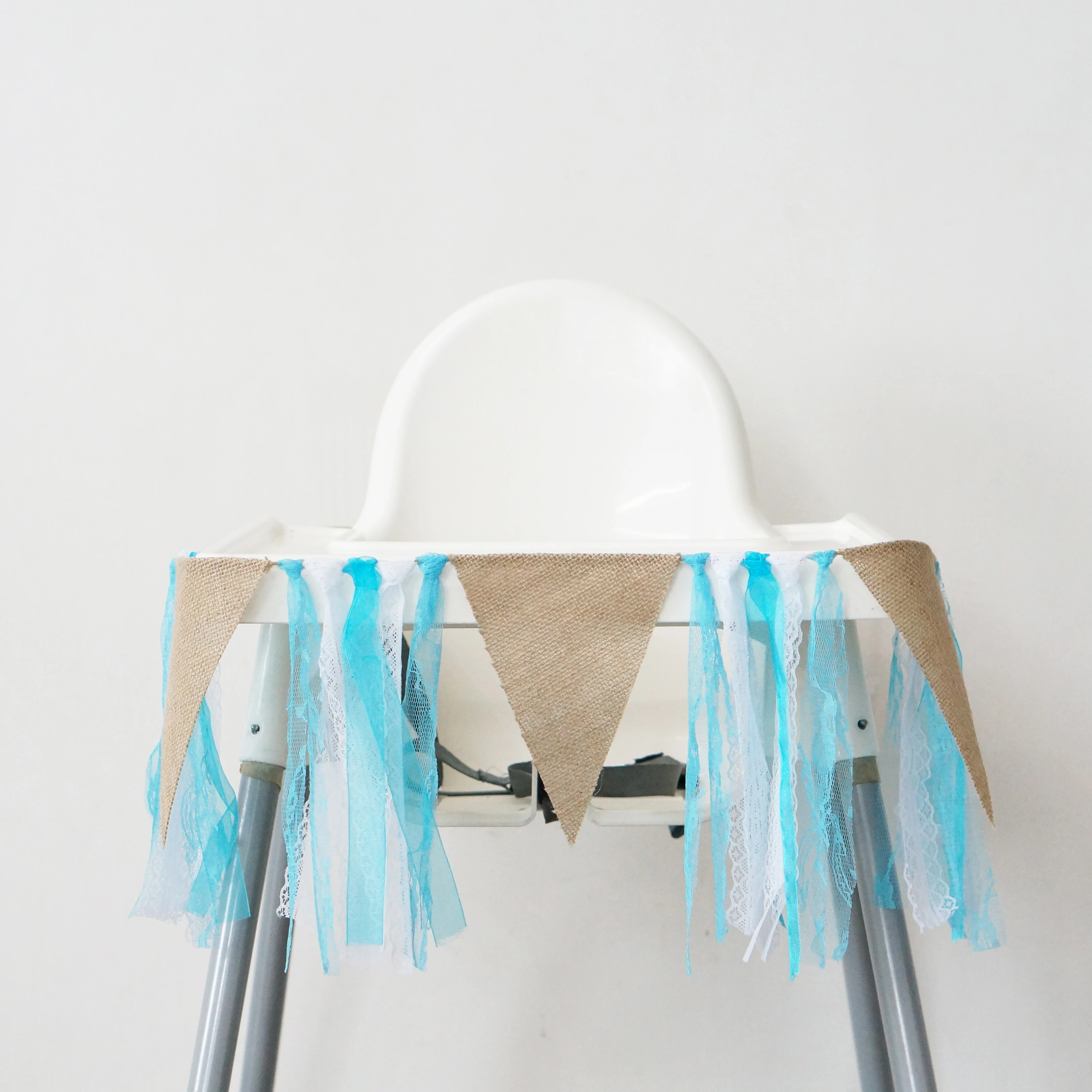 Синий ленточный баннер для детского душа льняной флаг праздничный столик на день