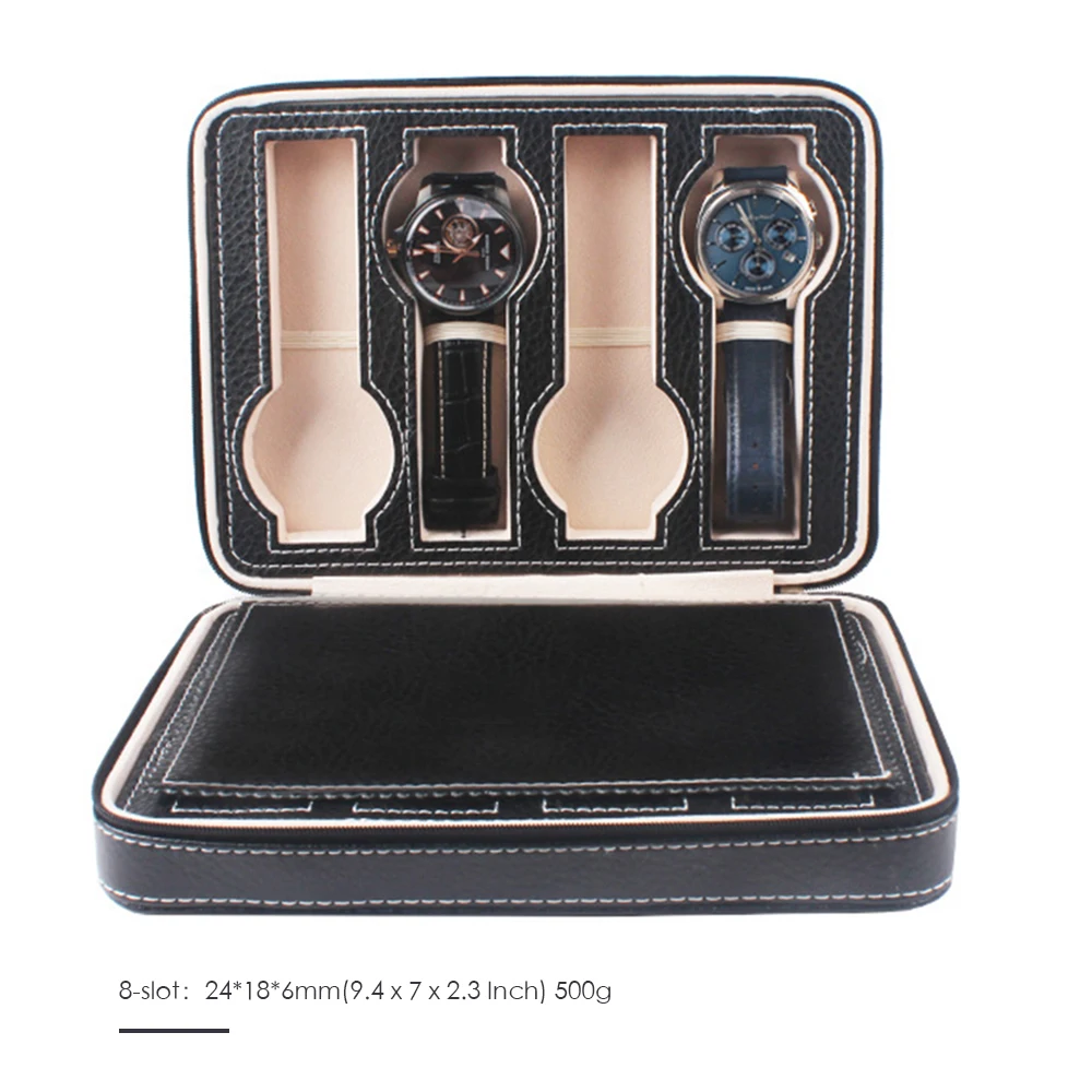 Распродажа портативная коробка для часов из ПУ кожи с 2/4/8 слотами чехол мужчин и