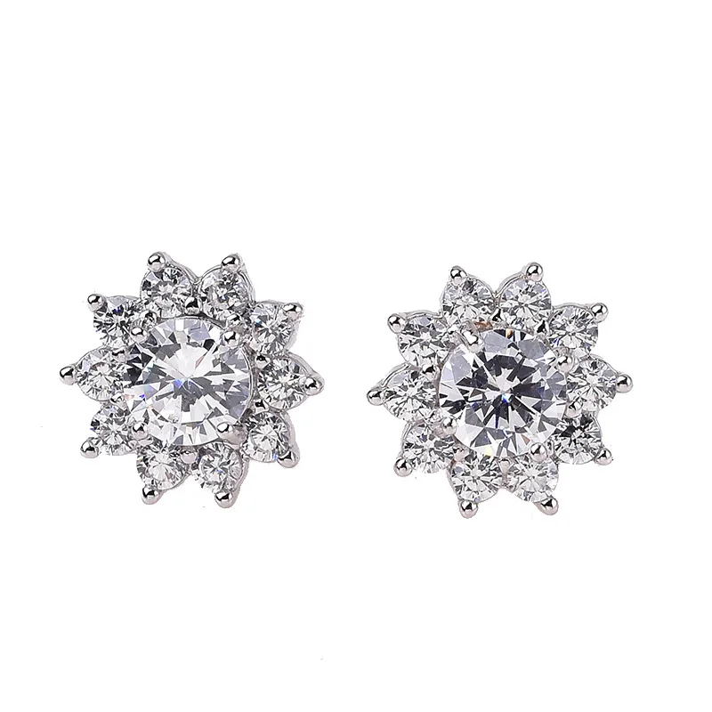 

Stud Earrings D Color Heart Arrow Cutting Sunflower Earrings Girlfriend Gift 925 Sterling Silver Earring