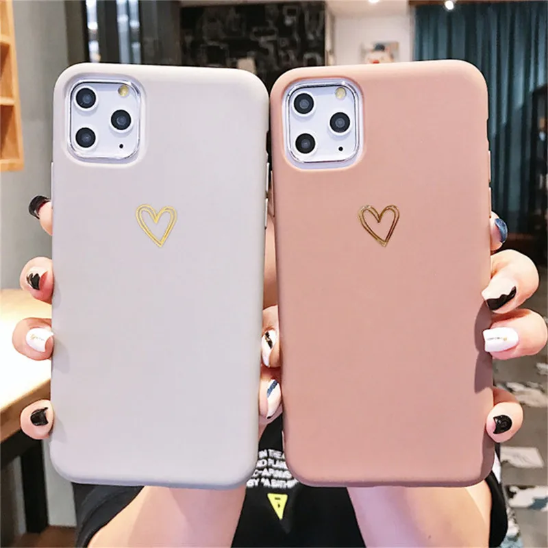 Чехол Lovebay Gold Line Love Heart для iPhone 6, 6 S, 7, 8 Plus, 11 Pro, X, XR, XS Max, простой мягкий чехол для телефона, TPU, задняя крышка
