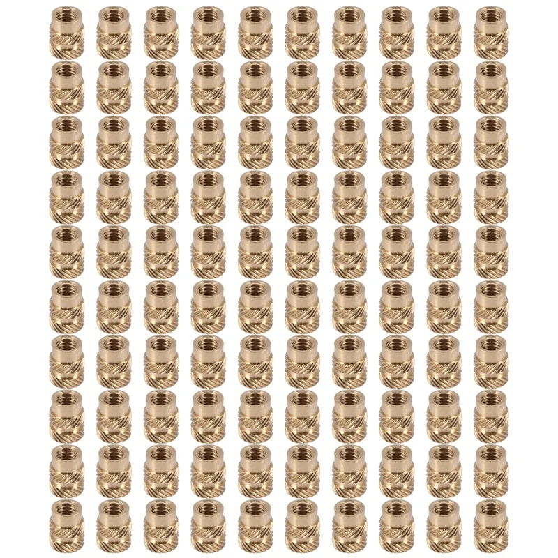 

100Pcs M3 Thread Knurled Brass Threaded Heat Set Heat Resistant Insert Embedment Nut for 3D Printer