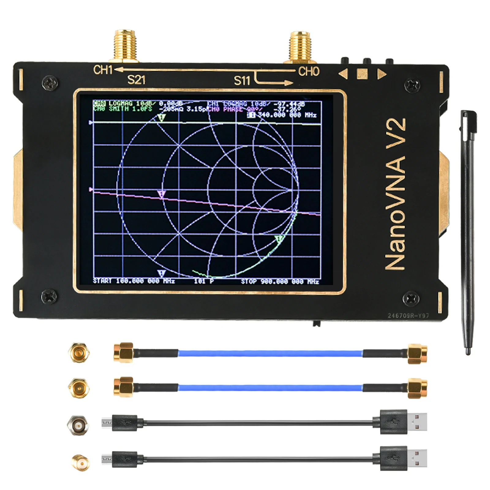 Векторный анализатор сети NanoVNA S-A-A-2 V2 10 кГц ~ 3 ГГц MF HF VHF UHF антенны 2 дюйма