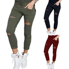 Новые рваные джинсы для женщин, женские повседневные рваные брюки, Стрейчевые брюки-карандаш, леггинсы, женские джинсы