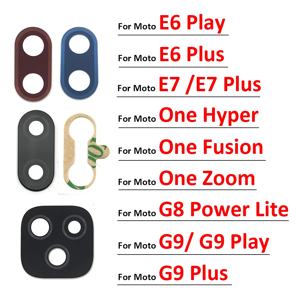 Стеклянный объектив задней камеры с клеем для Motorola Moto E6 E7 G8 G9 Play Plus Power Lite One Hyper Fusion