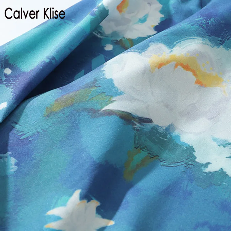

Calver Klise Graffiti Flower Print Pocket Shirt Hawaiian Shirt Streetwear Harajuku Hip Hop Street Long Sleeve Casual Coats