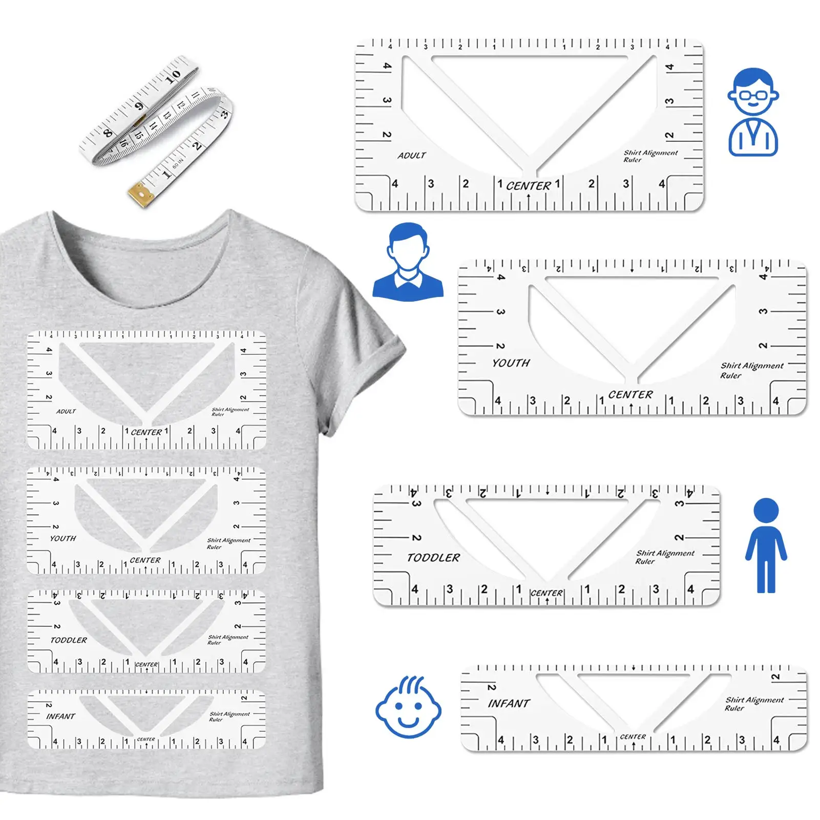 

4 предмета в комплекте, рубашка согласование линейка для гидирования футболка дизайн модные линейки с Размеры диаграммы шаблон чертежа «сд...
