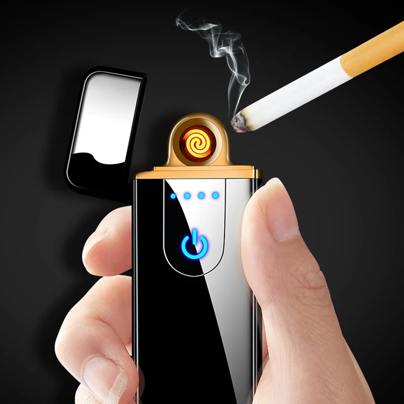 Зарядная Зажигалка сенсорная Индуктивная ветрозащитная двухсторонняя