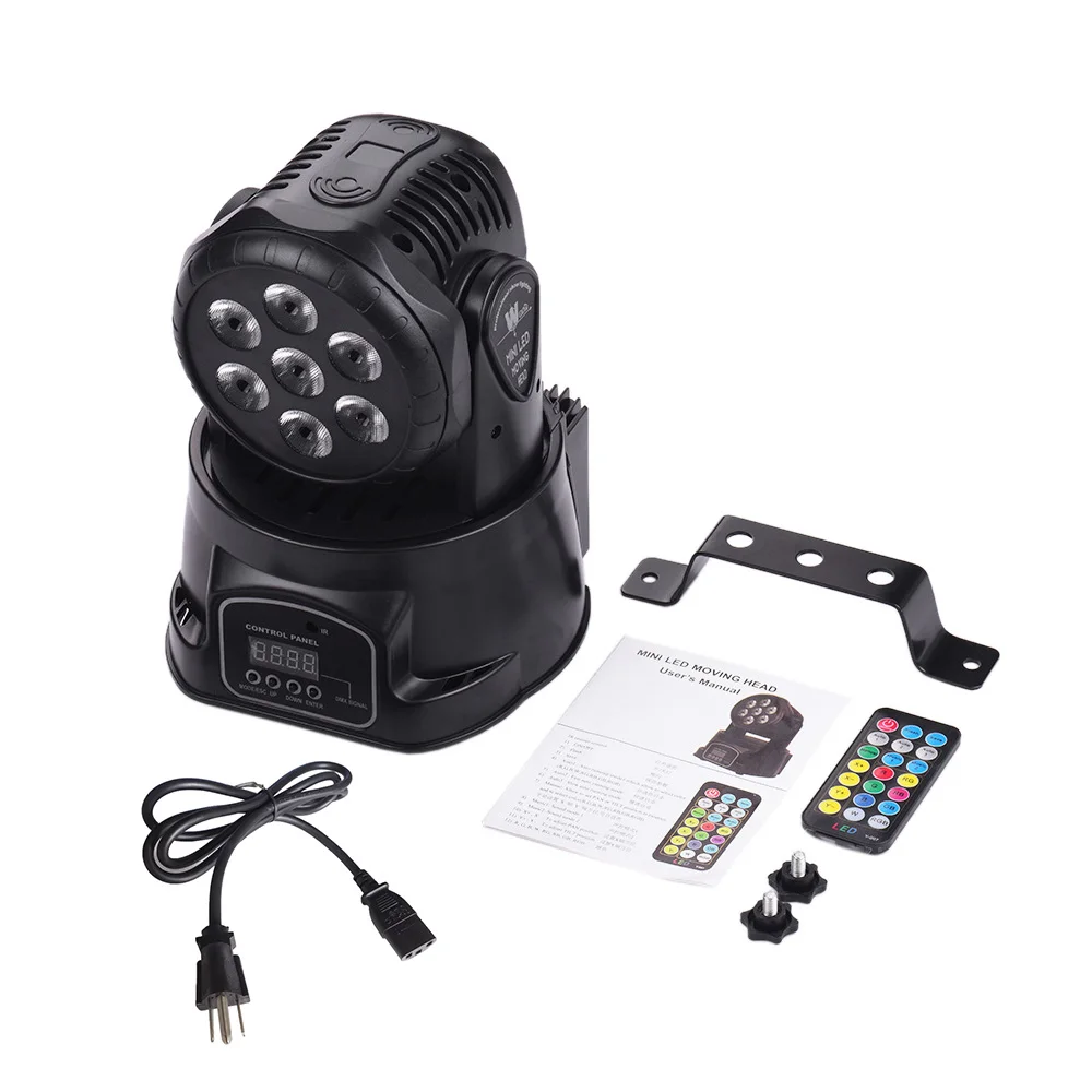 

Multi-color Stage Light Mini Moving Head Light 7 LEDs 4 in 1 RGBW DMX512 9/14 Channels for KTV Club Bar Party DJ Show Bands