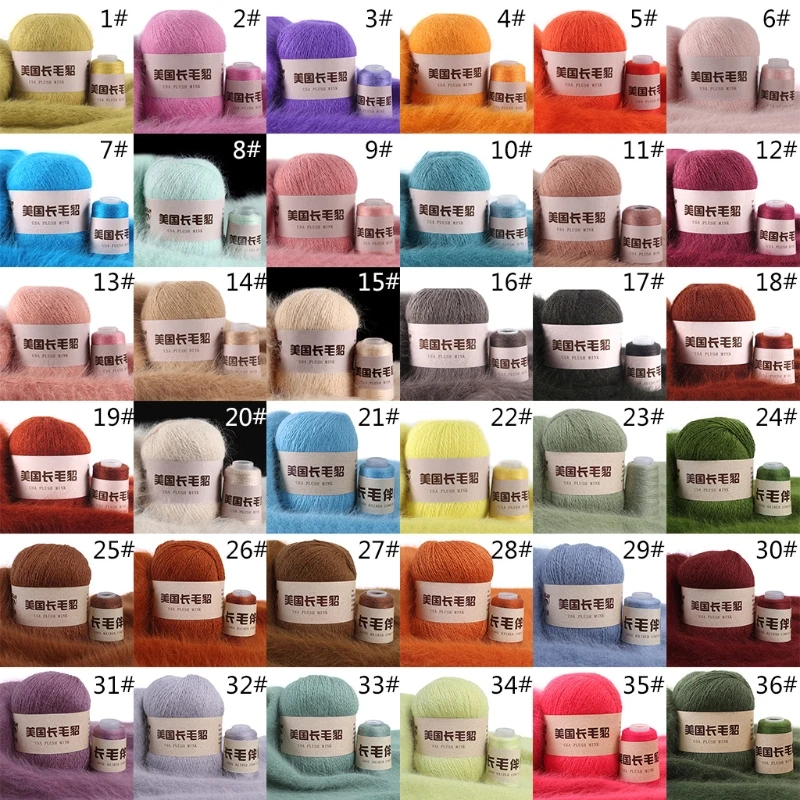 

2022 New 50+20g/Pack Soft Thick Mink Wool Various Colors Featured Long Plush Mink Yarn