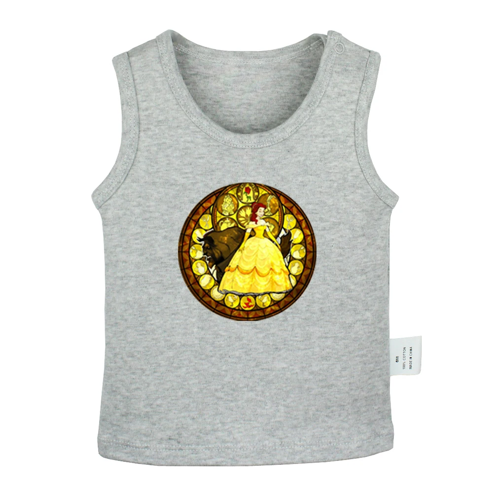 Милые Мультяшки для принцессы Белль Фитнес новорожденных Детские майки футболки