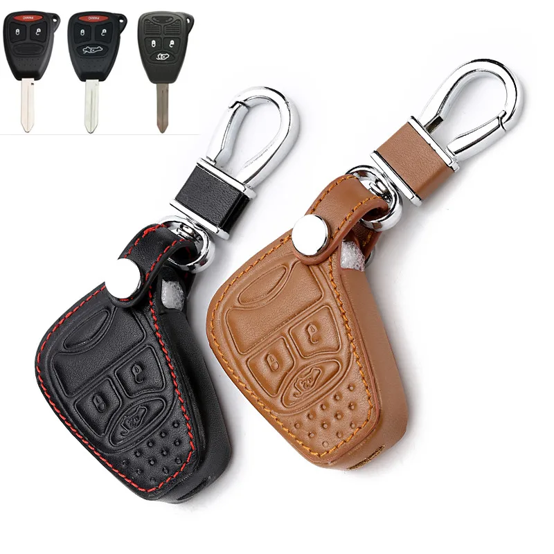 3 кнопки кожаный чехол для ключей CHRYSLER 300 PT Cruiser Sebring Dodge caliber Nitro Jeep Compass Liberty дистанционный брелок