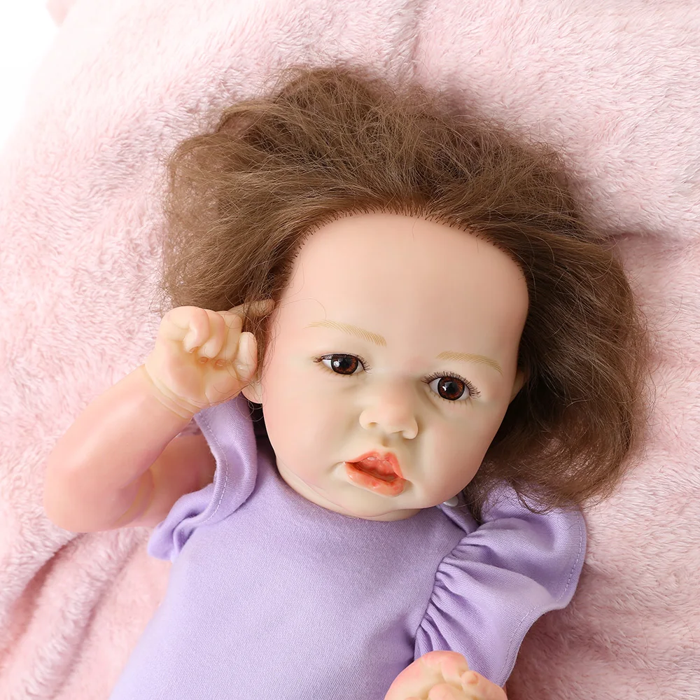 55 см Reborn Baby Dolls силиконовые куклы для новорожденных реалистичные с кривым