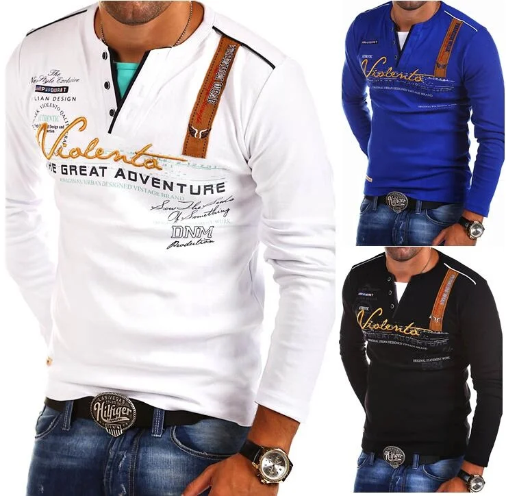 Мужская рубашка-поло с длинным рукавом надписью | одежда