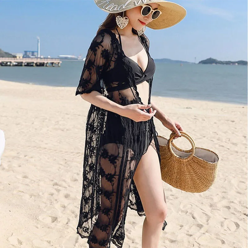 Новинка сексуальная прозрачная туника Geskeey с вязаным крючком кружевом Пляжная