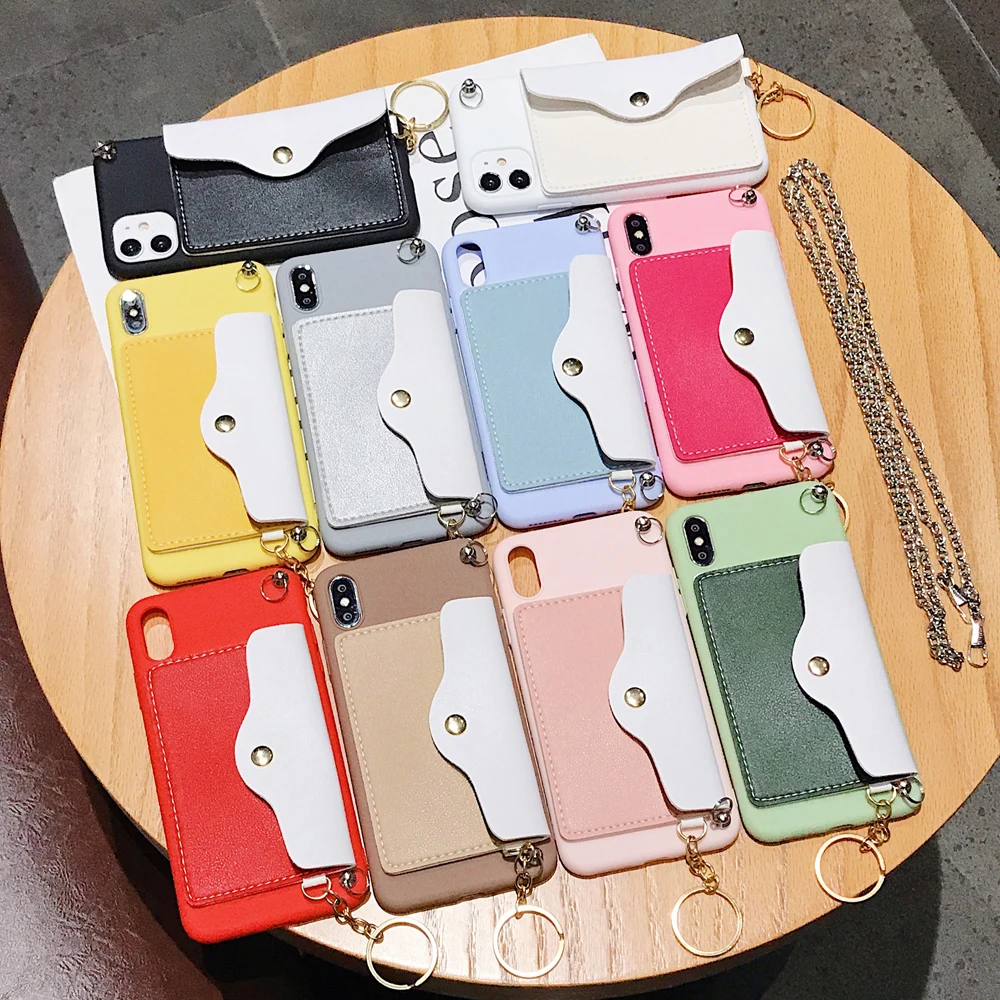 Чехол-Кошелек для телефона ремешки с цепочкой через плечо Samsung Galaxy S6 S7 S8 S9 S10 Plus S10E