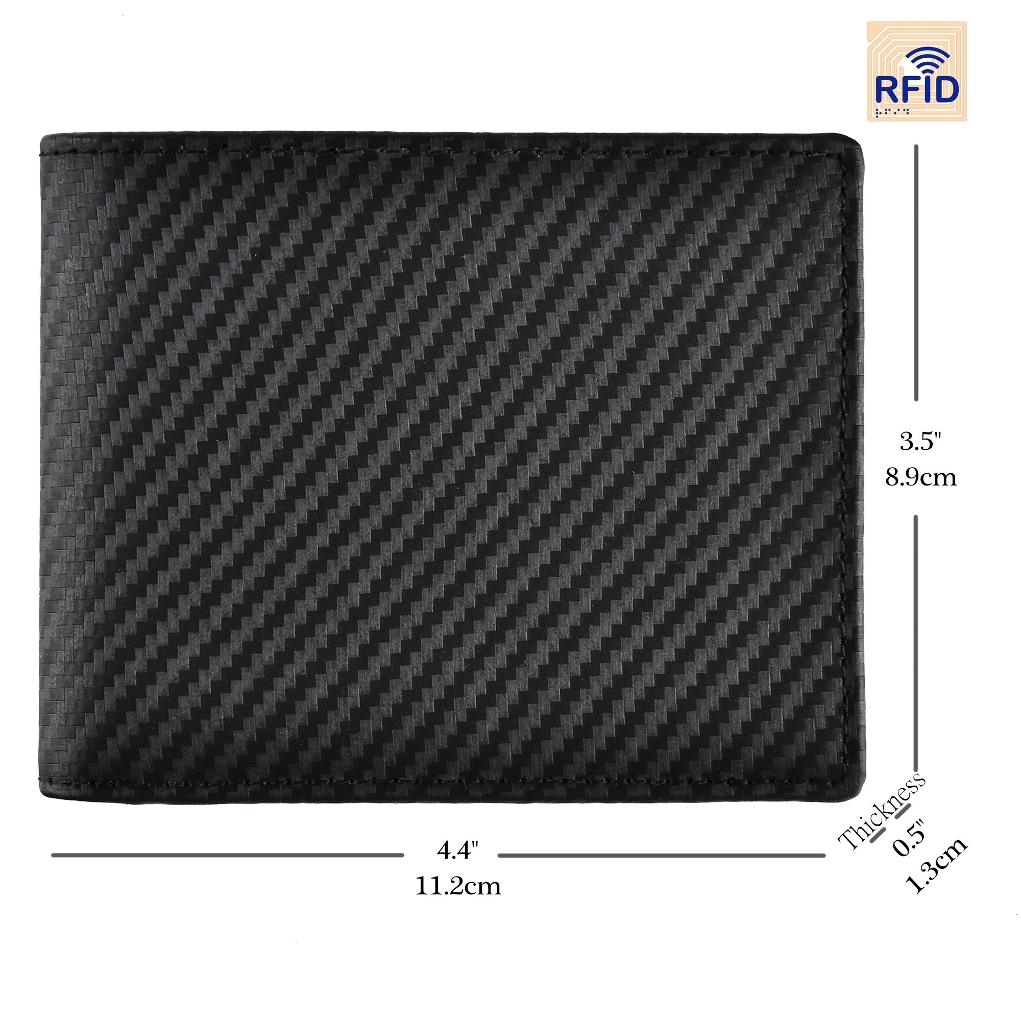 Мужские Тонкий передний карман кошелек углерода Волокно двойные trifold бумажник RFID