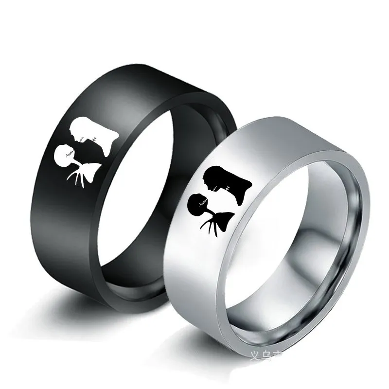 Кольцо Кошмар перед Рождеством женское титановое с Джеком и Салли | Украшения