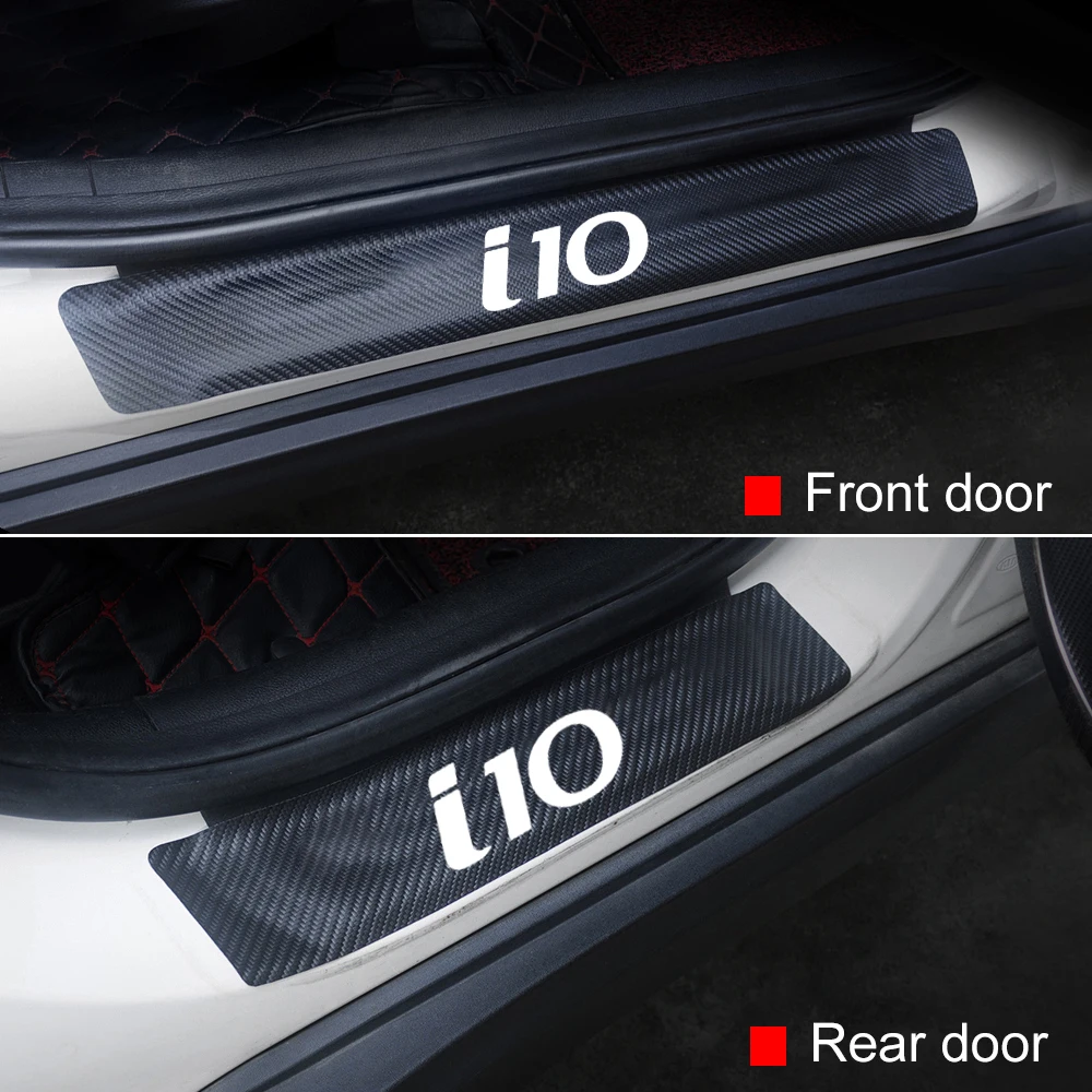 

4pcs PU Carbon fiber Car Door Sill Scuff Plate Guards Protector Stickers For Hyundai i10 i20 i30 ix35 i40 ix20 Accessories