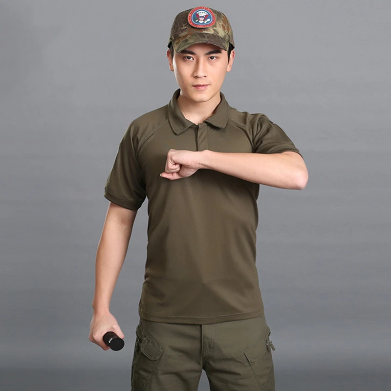 

Men Quick Dry Summer Military Polo Shirt Breathable Army Outdoor Work Tactical Clothing