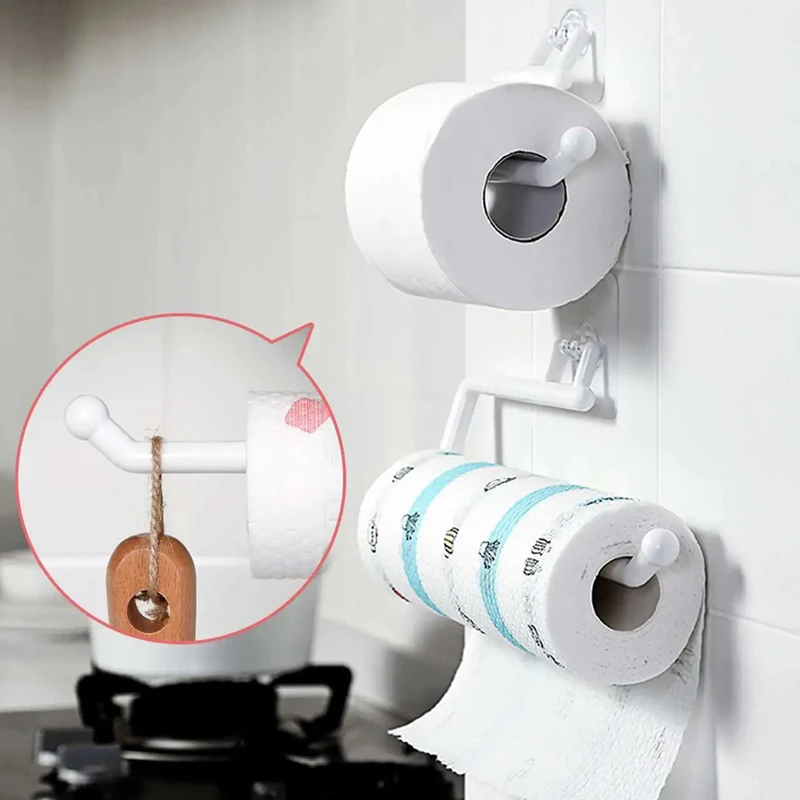 

Kitchen Paper Roll Holder Towel Hanger Rack Toilet Paper Holders Bathroom Organizer Shelf Bar Cabinet Rag Hanging Holder
