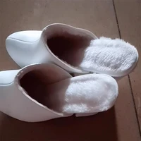 2021 new summer lady mules closed toe fashion 10 cm high heel slippers woman winter fur clogs casual sandals black shoes white