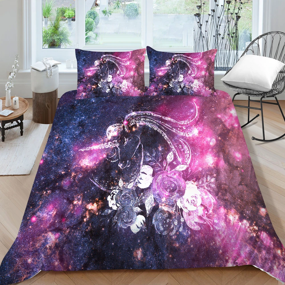 

Unicorn Designs Bedding Set For Girls Fantasy Sweet Duvet Cover 3D Print Single Twin Full Double King Queen Bed Set Pink