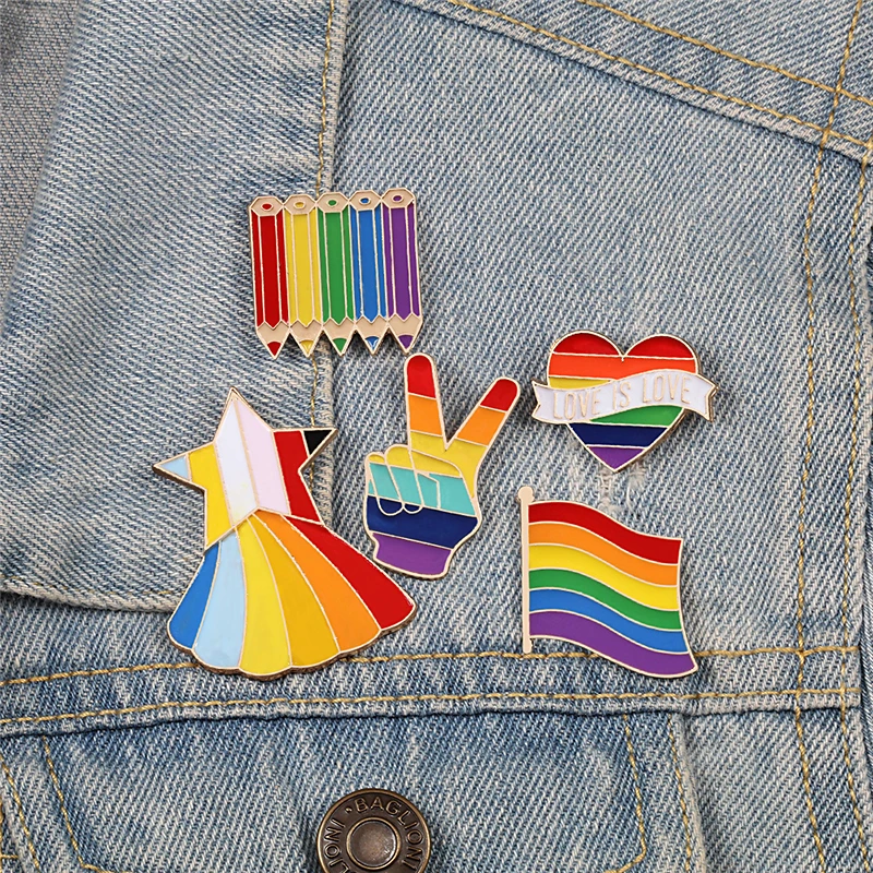ЛГБТ дизайн Радуга флаг булавки брошь креативная любовь это сердце палец