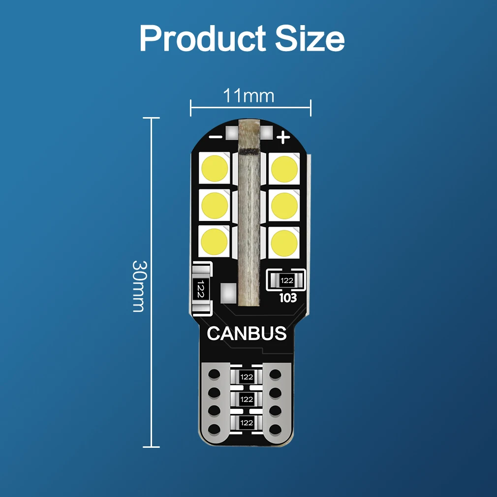 6 шт. T10 W5W Светодиодная Лампа 194 168 24SMD 3030 чипы Canbus без ошибок 6000K чистый белый клин
