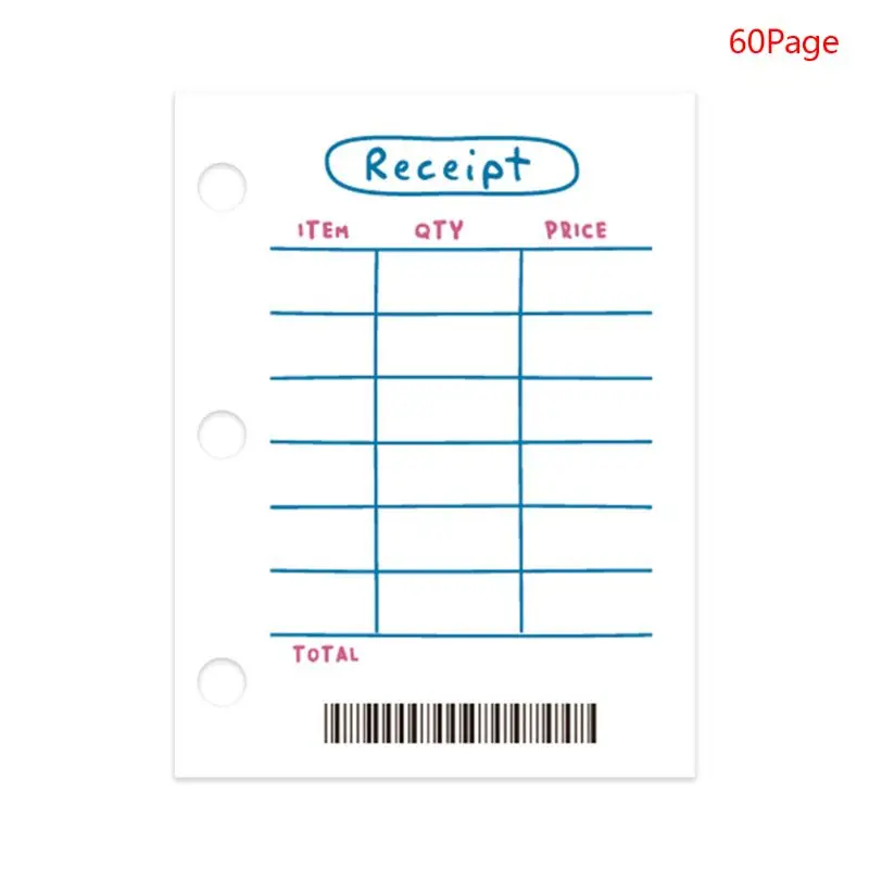 

T3EE 60 Sheets 60x80mm Mini 3 Hole Loose Leaf Binder Notebook Inner Page for PVC Transparent Diary Planner Filler Pages