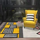 Модный современный коврик Ins с геометрическими линиями, черный, желтый, для гостиной, прикроватный коврик для спальни, на заказ