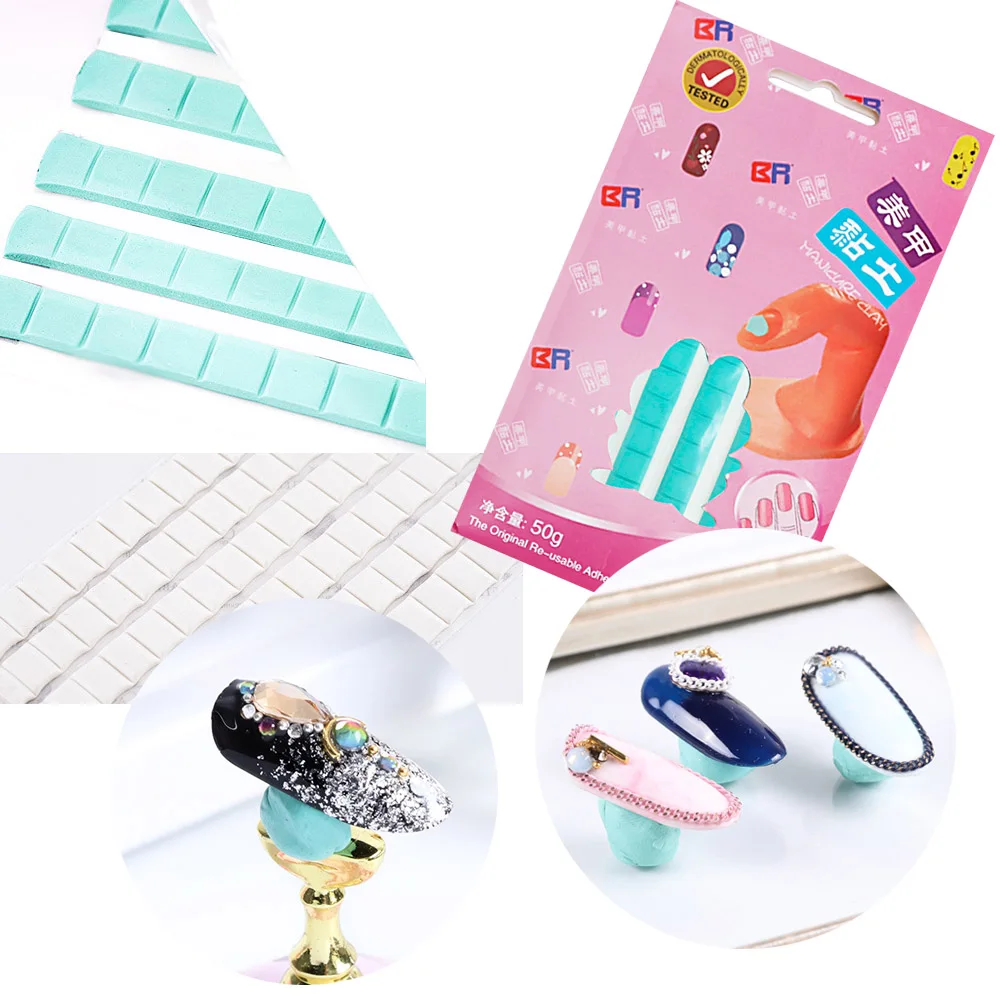 

Pinkgirl Nail Art Tool Universal Clay Nail Piece Display Color Card Clay Nail Base Clay Plasticine Reuse