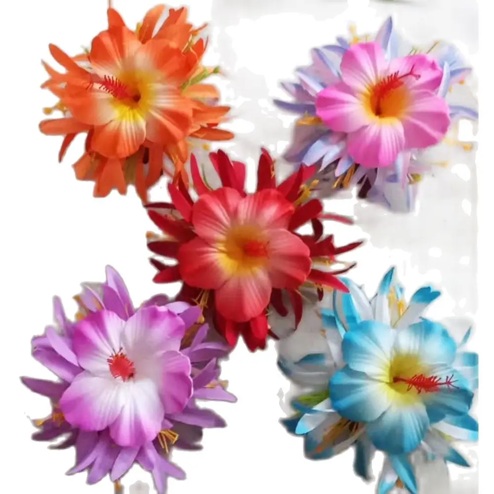 Free Shipping30pcs/lot Hc00080-b 5 Color Foam Hibiscus Hair Claw W Velvet Spide Lily Leaves Hawaii Tropical Aloha