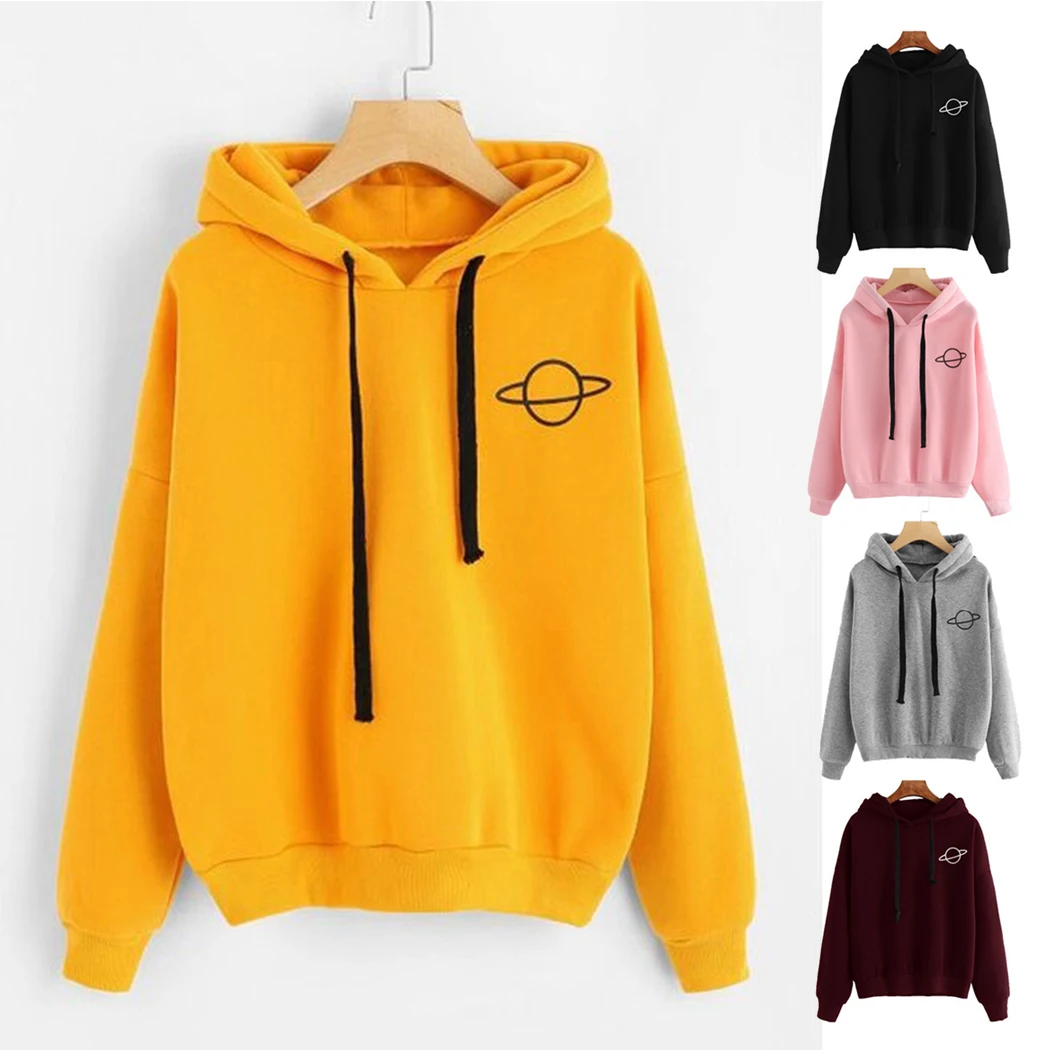 Женские уличные толстовки Харадзюку модные с принтом планеты толстовка длинными