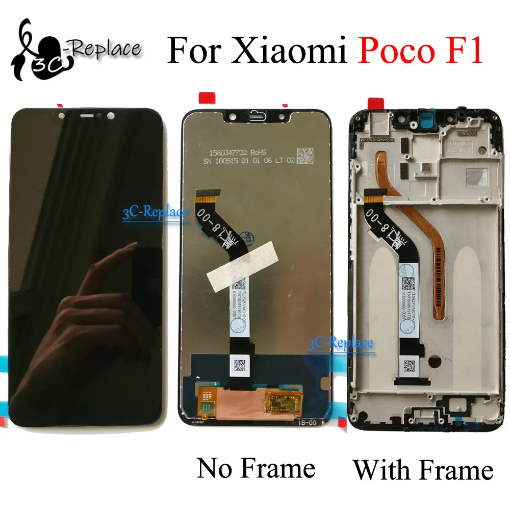 ЖК-дисплей 6 18 дюйма для Xiaomi Pocophone F1/Xiaomi Poco F1 с сенсорным экраном и дигитайзером в