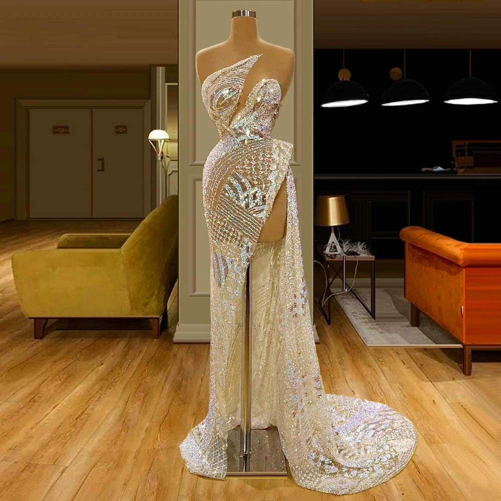 

YILIBER Evening dresses 2021 vintage vlack pearls long sleeves evening gowns beading prom dresses for women short dresses